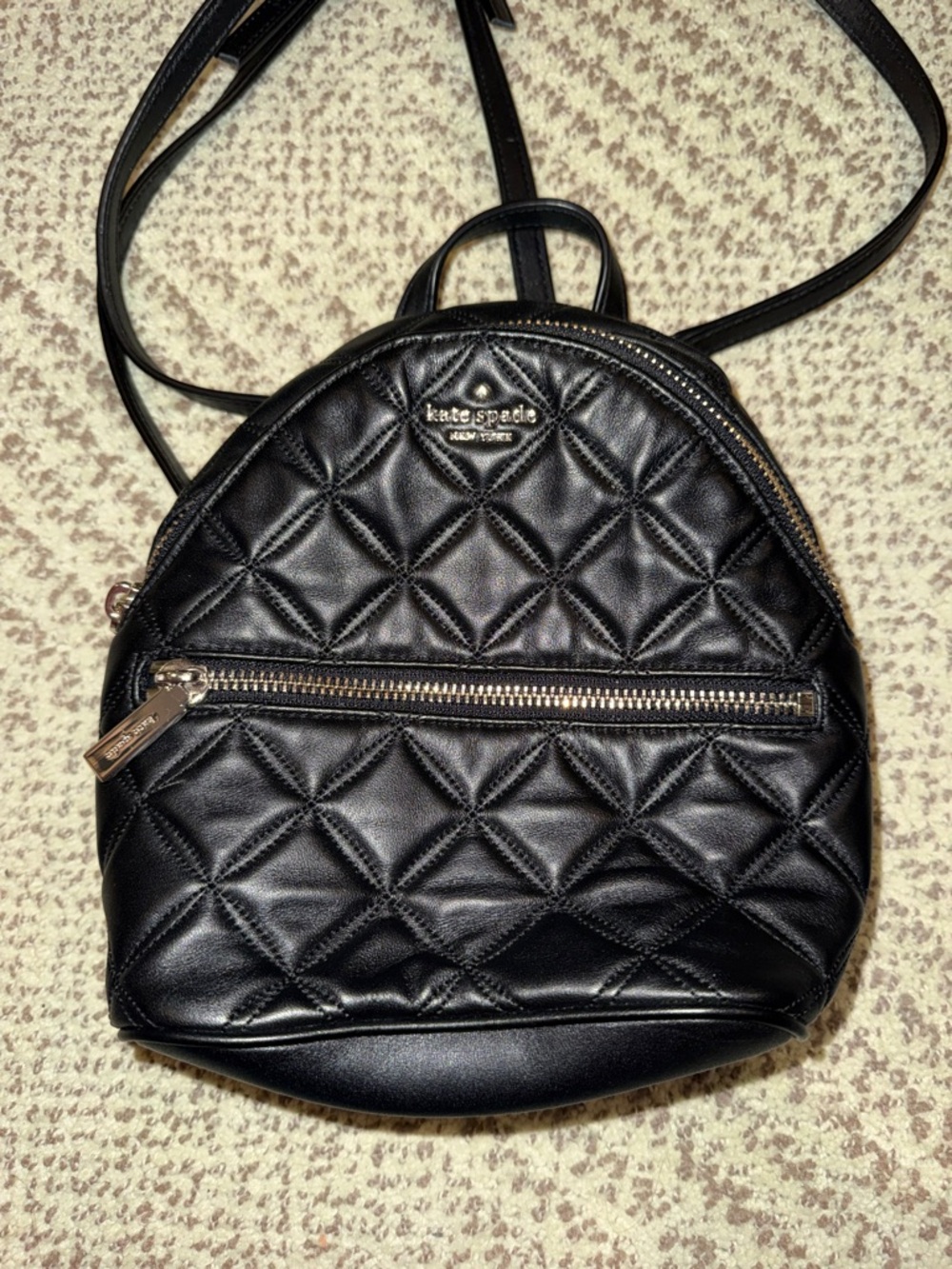 kate spade Black Quilted Mini Backpack with Gold Hardware